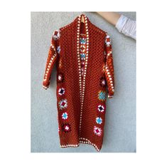 "Bohemian Coat, Festival Outfit, Boho Women Clothing, Bohemian Hippie Cardigan, Crochet Cardigan, Oversized Cardigan, Granny Square Cardigan Sweater for Women, Gift for Her ✅Our Women's knitted Cardigan material is comfortable and warm to wear. It is soft and elastic so that it can adapt to various body types. This Bohemian Coat is made  cotton and premium acrylic.  The Granny Square Cardigan will also make a PERFECT GIFT for your loved ones.   Each piece is one-of-a-kind !! SIZE: S-M  >> Bust u Brown Bohemian Open Front Cardigan, Brown Long Bohemian Cardigan, Bohemian Red Long Sleeve Cardigan, Red Long Sleeve Cardigan For Festivals, Red Bohemian Long Sleeve Cardigan, Long Brown Bohemian Cardigan, Fitted Long Cardigan For Festivals, Bohemian Long Sleeve Orange Cardigan, Orange Bohemian Long Sleeve Cardigan