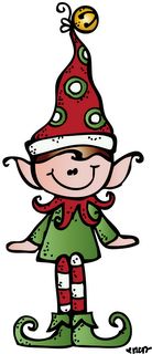 the elf is wearing a red hat and green dress with white dots on it's head