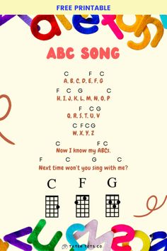 the abc song is shown with letters and numbers