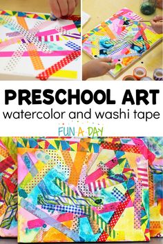 an art project for kids to make with washi tape and watercolor paper,