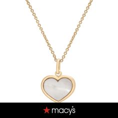 in stock Macy's Heart Charm Necklace, Macy's Jewelry With Heart Charm, Macy's Heart Charm Necklaces For Valentine's Day, Macy's White Heart-shaped Jewelry, Macy's Heart Charm Necklace For Valentine's Day, Pearl Heart, Heart Pendant Necklace, Gold Plated Sterling Silver, Cable Chain