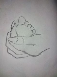 a drawing of a person's hand holding something