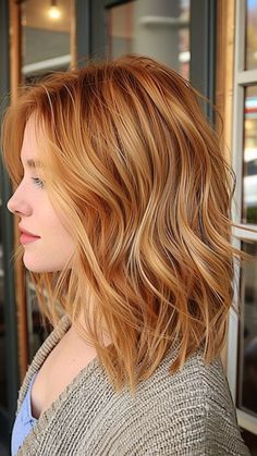 Strawberry Dream: 25 Inspiring Strawberry Blonde Hair Ideas to Embrace in 2024 Copper Blonde Lowlights, Strawberry Blonde Balayage Short Hair, Low Maintenance Hair Color Strawberry Blonde, 2023 Strawberry Blonde Hair Trends, Subtle Strawberry Blonde Highlights, Strawberry Blonde Bob Hairstyles, Red Shoulder Length Hair With Layers, Strawberry Blonde Mid Length Hair, Lob Red Hair