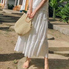 Boho Chic Eyelet Skirt High Elastic Waistband Ruffle Flowy Midi Skirts Imperial Clothing, Long Skirt Vintage, Imperial Fashion, Long Midi Skirt, Tulle Long Skirt, Boho Embroidery, White Long Skirt, Eyelet Skirt, Tulle Midi Skirt