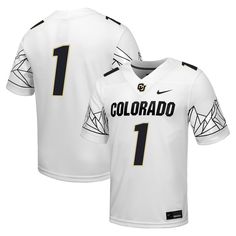 Get ready for Colorado Buffaloes game day with this Untouchable Game Jersey. Designed by Nike with a lightweight and breathable polyester, you'll feel comfortable even when sweating through a tight fourth quarter. The electric Colorado Buffaloes graphics will have you feeling like a part of the team. White Team Spirit Activewear For Sports, Sporty Moisture-wicking Activewear For Game Day, Nike Team-colored Activewear For Sports Events, Nike Team Spirit Activewear For Sports Events, Collegiate White Activewear For Sports, Team-colored Go-dry Activewear For Sports Events, White Collegiate Moisture-wicking Activewear, Athleisure Activewear For Sports Events With Team Logo, Moisture-wicking Team-colored Activewear For Sports