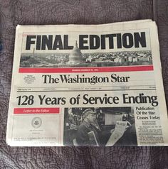 a newspaper with the washington star on it