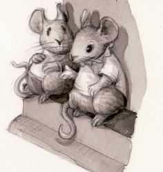 a drawing of two mice sitting next to each other