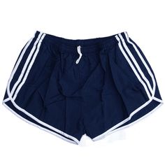 "Genuine French Army PT Sport Shorts Dark navy with white stripes on both sides Unisex New/never issued genuine army surplus Manufactured 1990s and have been in storage since; made in France Composition: 100% polyamide Lightweight, elastic waist with drawstring, back pocket Classic design, true vintage, they've got that retro feel & look Available sizes: XXS - 24-26 (62-66cm) waist XS - 26-28\" (66-72cm) waist S - 30-32\" (76-80cm) waist M - 32-36\" (80-92cm) waist L - 34-40\" (86-104cm) waist XL - 36-42\" (92-108cm) waist XXL - 38-44\" (96-112cm) waist XXXL - 40-46\" (100-120cm) waist" Army Shorts, Outfits Mit Shorts, Retro Sports, French Army, Sports Gym, Vintage Shorts, Dream Clothes, Sport Shorts, Dark Navy