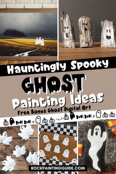 ghost paint Easy Kid Halloween Crafts, Aesthetic Halloween Painting, Kid Halloween Crafts, Halloween Painting Ideas Easy, Halloween Kids Crafts Easy, Ghost Painting Ideas, Ghost Holding Pumpkin, Ghost Paintings, Homemade Puffy Paint