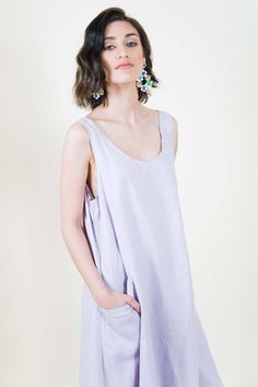 Women's linen dress in lovely lavender color. Stunning sleeveless dress with ruffles and pockets. Purple Linen Dress, Artistic Outfits, Shabby Chic Dress, Dress Usa, Linen Slip Dress, Purple Linen, Bespoke Clothing, Linen Dress Women, High Quality Clothing