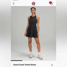 Black Size 4 Court Crush Dress, Never Worn! Black Tennis Dress, Lululemon Dress, Court Dresses, Technical Clothing, Athletic Dress, Lightweight Dress, Tennis Dress, Lululemon Women, A Line Skirts