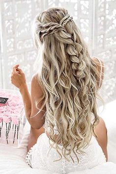 Down Hairstyles For Long Hair, Hairstyles Bridesmaid, Prom Hairstyles For Long Hair, Pretty Braided Hairstyles, בר מצווה, Bridesmaid Hairstyles, Braided Hairstyles For Wedding, Long Blonde, Prom Hairstyles