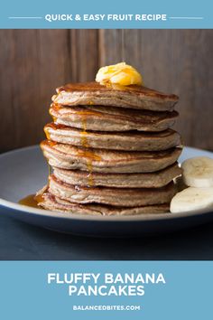 Fluffy Banana Pancake Recipe | Balanced Bites Vanilla Smoothie Recipes, Berry Smoothies, Fluffy Banana Pancakes, Summer Fruit Recipes, Fluffy Pancake Recipe, Fruity Recipes, Healthy Brunch Recipes, Banana Pancakes Recipe, Healthy Brunch