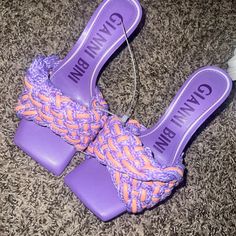 Brand New Never Worn! Trendy Purple Closed Toe Heels, Chic Purple Pointed Toe Heels With Wrapped Heel, Casual Purple High Heel Sandals, Chic Purple Block Heel Heels, Casual Purple Round Toe Heels, Purple Synthetic Heels For Evening, Trendy Purple Evening Heels, Purple Synthetic Evening Heels, Casual Purple Heels