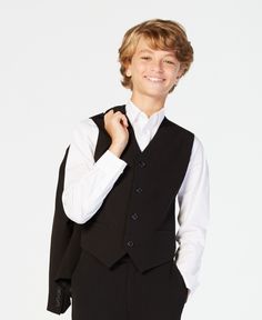 in stock Formal Black Suit, Black Suit Vest, Black Suit, Suit Vest, Black Suits, Sleeveless Vest, Big Boys, Calvin Klein, Comfort Fit