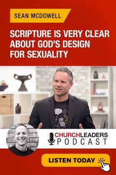 a man in a black suit and red shirt with the words, scripture is very clear about god's design for sexuality