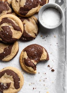 chocolate chip cookies with sea salt and powdered sugar