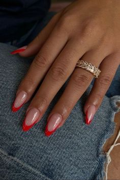 Gorgeous Red Nail Ideas | Fall Winter Nail Ideas | Cherry Red Nail Inspo #rednails #nailinspo Red Nails Inspiration Almond, Nails To Go With Red Sparkly Dress, Almond Shape Red Nails Designs, Different Red Nails Shades, Cute Red Almond Nails, Red Nails With Diamonds Rhinestones, Bright Red Square Nails, Ferrari Red Nails Design