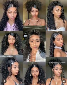 Hairstyle Ideas For Curly Hair Natural Curls, Creative Curly Hairstyles, Classy Natural Hairstyles Black Women, Y2k Hairstyles