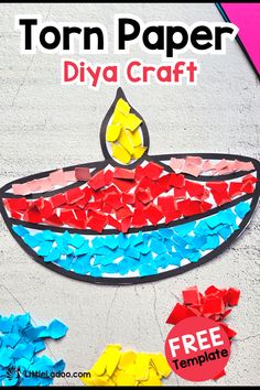 Torn Paper Diya Craft Diwali Projects For Kids, Diya Making For Kids, Preschool Diwali Activities, Diwali For Preschool, Dussehra Craft, Diwali Crafts For Kindergarten