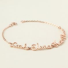 "This dainty and unique bracelet can be customized with kids' names, making it a perfect gift for your mom on any special occasion of the year. ► PRODUCT INFORMATION * Material: Solid 925 Sterling Silver * Finishing: Silver - Yellow Gold - Rose Gold * Word limits: 3-5 characters/name, 5 names/bracelet. * Bracelet size: XS: bracelet's diameter is 2\", bracelet's circumference is 6\" S: bracelet's diameter is 2.25\", bracelet's circumference is 6.5\" M: bracelet's diameter is 2.45\", bracelet's circumference is 7\" L: bracelet's diameter is 2.65\", bracelet's circumference is 7.5\" XL: bracelet's diameter is 2,75\", bracelet's circumference is 8\" * All of our jewelry are handmade from scratch and packaged with care in our workshop * Cable chain. Complimentary gift box. ► HOW TO ORDER & ADD Names Bracelet, Grandma Jewelry, Christmas Gift Mom, Toddler Necklace, Necklace With Kids Names, Mom Bracelet, Mothers Bracelet, Mother Jewelry, Moms Bracelet