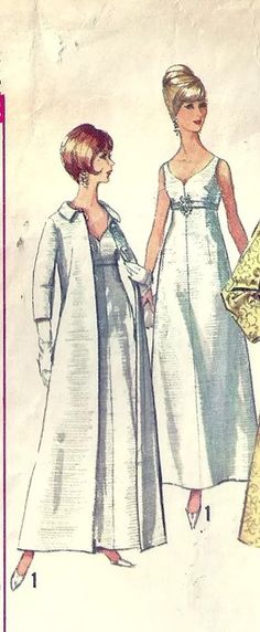 two women's dresses, one in yellow and the other in white with buttons