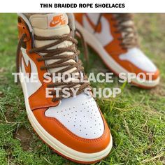 "Thin Braided Brown Rope  Replacement Shoelaces  1/5th\" Width Available in  47\"  55\" 63\" 72\" Sold by the pair (2 laces) You will receive (2 laces)  Handling time can take up to 5-7 days.  We Ship First Class Mail." Travis Scott Sb Dunks, Kicks Shoes, All Nike Shoes, Shoes Retro, Basketball Art, Cute Nike Shoes, Hype Shoes, Sneakers Mode, Fresh Kicks