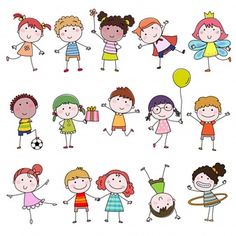 cartoon children playing and having fun on white background stock photo - 957982