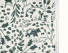 an animal and plant print on white paper