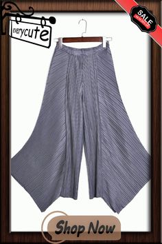 Original Loose Solid Color Irregular Pleated Wide Legs Pants Pleated Summer Trousers, Summer Pleated Trousers, Summer Pleated Ankle-length Pants, Non-stretch Pleated Pants For Summer, Pleated Wide Leg Spring Bottoms, Pleated Wide Leg Bottoms For Spring, Spring Wide Leg Pleated Bottoms, Spring Pleated Wide Leg Bottoms, Pleated Stretch Ankle-length Pants