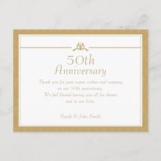 the 50th anniversary card is shown in gold and white