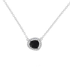 Black Onyx & Cubic Zirconia Delicate Sterling Silver Necklace –Alexandra Marks (Love It. Want It. Need It) #necklace #jewelry #bohostyle #bohofashion #gemstonenecklace #gemstonejewelry #onyxnecklace #onyxjewelry #fashion #style #outfit #musthave #daintyjewelry #delicatenecklace #silvernecklace #gift #shopsmall #fashionstyle #outfit #silver Black Cubic Zirconia Necklace For Party, Black Gemstone Necklaces For Party, Elegant Silver Black Spinel Necklace, Rock Necklace, Black Onyx Necklace, Onyx Jewelry, Onyx Necklace, Black Onyx Stone, Onyx Gemstone