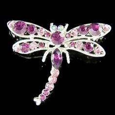 "PERFECT GIFT FOR LADIES This sparkling DRAGONFLY Brooch with Swarovski crystals measuring 1 9/16\" wide X 1 1/4\" high (40mm X 32mm). Crystal Color: Amethyst, Amethyst AB, Light Amethyst Great piece for your collection! Prices are in US$. For shipping policies and other important information, click on \"profile\" on the right. See an item that you like but has already been sold? Contact me to see if I have more! Thank you for stopping by Kashuen Collectibles!" Pink Crystal Brooches As Gift, Purple Rhinestones Brooch As A Gift, Purple Rhinestone Brooches As A Gift, Purple Rhinestone Brooches For Gifts, Purple Rhinestone Brooches As Gifts, Christmas Best Friend, 90 Birthday, Purple Dragonfly, Dragonfly Pin