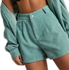 Corduroy Bottoms With Built-in Shorts, Trendy High Waist Corduroy Shorts, Green Corduroy Summer Bottoms, Green Corduroy Bottoms For Summer, Corduroy Shorts With Relaxed Fit, Summer Green Corduroy Bottoms, Corduroy Bottoms With Relaxed Fit And Short Length, Corduroy Relaxed Fit Short Bottoms, Relaxed Fit Corduroy Shorts