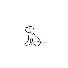 a line drawing of a dog sitting down