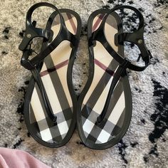 Like New Burberry Sandals, No Dust Bag Or Box Burberry Slides, Burberry Heels Sandals, Burberry Sandals, Burberry Black, Burberry Shoes, Women's Shoes Sandals, Shoes Sandals, Like New, Burberry