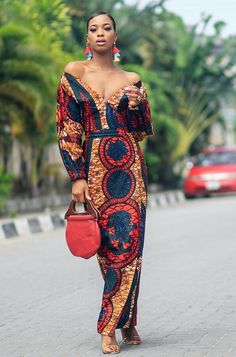 $125 ASA DRESS - Zuvaa Red African Dress, African Maxi Dress, Trendy Ankara Styles, Dress African Print, Ankara Skirt And Blouse, Style Africain, Ghanaian Fashion