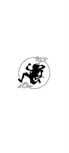 a black and white drawing of a horse in the middle of a circle with clouds