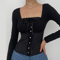 Please refer to our sizing chart for a guideline when choosing a size. 5 business days order processing time. 90% polyester 10% cotton Fitted Trendy Tops With Lace Trim, Trendy Fitted Tops With Lace Trim, Elegant Cotton Tops With Lace Trim, Fall Cotton Tops With Lace Trim, Elegant Cotton Tops For Fall, Trendy Cotton Lace Tops, Self Tie Top, Bodysuits And Jeans, Long Halter Dress