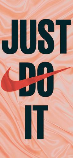 the nike logo is shown in red and black on a pink background with text just do it