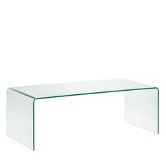 a glass table on a white background with no one in it or someone else to the side