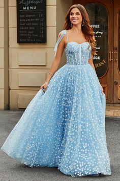 Medium Blue Prom Dress, Blue Fluffy Prom Dress, Grad Dresses High School, Whimsical Prom Dress, Prom Dresses Big, Matriekafskeid Rokke, Periwinkle Prom Dress, Sky Blue Prom Dress, Corset Prom Dress