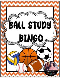 an orange and white chevron background with the words ball study bingo