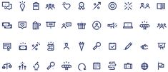 the icons are arranged in blue and white