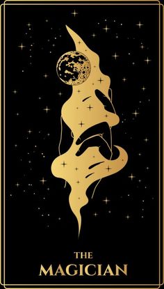 the magician tarot card with stars in the background