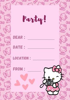 Hello Kitty Invitation Card, Hello Kitty Birthday Theme, Hello Kitty Theme Party, Hello Kitty Birthday Cake, American Sweetheart