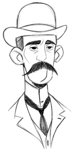 a drawing of a man with a mustache