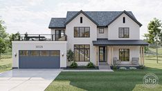 this is an artist's rendering of a two - story home in the country