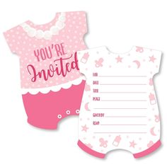 It's a Girl Fill-In the Blank Invitation Set INCLUDES 12 bodysuit baby shower invitations and 12 premium white envelopes. It's a Girl fill-in invitations are perfect for any event. The pink theme is great for a baby shower. Girl bodysuit baby shower invitations SIZE 5 inches by 7 inches. The included envelopes measure 5 inches by 7 inches. The back of each It's a Girl invitation has space to add your party details: For: Date: Time: Place: Given By: RSVP: PREMIUM PARTY INVITATIONS: Girl party inv Snowflake Birthday Party, Baby Shower Party Invitations, Girls Party Invitations, Mommy To Bee, Pink Baby Shower Invitations, Baby Shower Invitation Cards, Holiday Snowflakes, Cards With Envelopes, Pink Themes