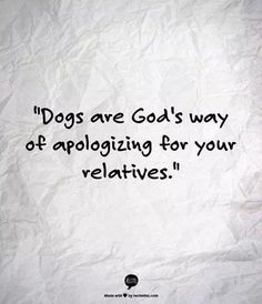 a piece of paper with the words dogs are god's way of approving for your relatives